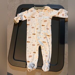 Chick Pea Cream Animal Print Footie